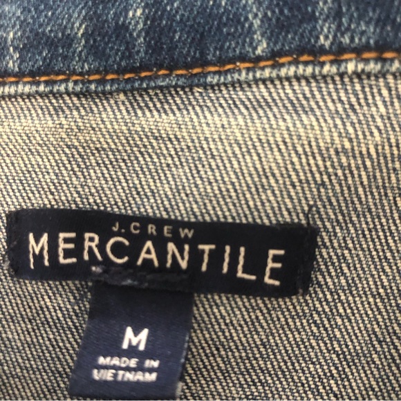 J. Crew Mercantile Denim Blue Jean Trucker Jacket Stretch Dark Pre wash SZ M - Picture 4 of 15